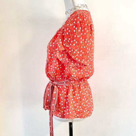 NWT Max Studio Ballet Floral Wrap Blouse - Picture 8 of 11